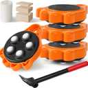 Rotating Furniture Rollers Mover - Furniture Mover Can Withstand Up to 700 Ibs,360Sliding Function, Furniture Lifter Have Self-Adjusting Bases Heavy Item Furniture Moving Tool Without Falling (Orange)