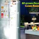 Fridge Door Alarm with 60 Second Delay, 2, 3, and 4 Minute Reminders, Loud Chime or Siren, Refrigerator Door Ajar Alarm, 4 Minute Reminders Small Size. (Grey)