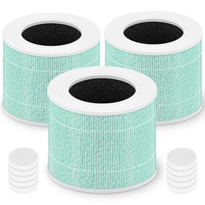 Core Mini Replacement Filter for LEVOIT Core Mini and Core Mini-P Air Purifier, 3-in-1 High-Efficiency filter, Core Mini-RF-TX, 4 Filter & 10 Fragrance Sponge, Green, For Office Livingroom Bedroom