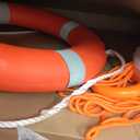 Pool Buoy Safety Boat Throw Ring Life with Water Floating Lifesaving Rope and Reflective Tape Orange 14"/22", 22 inches outer diameter, 14 inches inner diameter