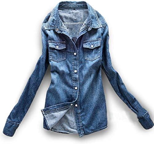 AvaCostume Women's Long Sleeve Double Pocket Slim-fit Jean Denim Shirt,  M AvaCostume Women's Long Sleeve Double Pocket Slim-fit Jean Denim Shirt,  M
