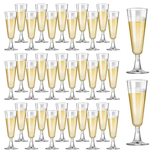 SUREHOME Plastic Champagne Flutes 40 Pack Disposable Champagne Glasses 5oz Clear Plastic Mimosa Glasses Wedding Cocktail Cups Bulk for New Years Eve Party Supplies 2025 Engagement Birthday Decorations