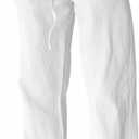 PIDOGYM Mens Cotton Linen Pants, Summer Beach Pants Casual Loose Fit with Elastic Waist Drawstring, Large