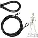12 ft Stainless Steel Guy Wire Tether Cable, Heavy Duty Replacement Wire with Loops, Outdoor Support Line for Large Decorations, Skeleton Props, Tents & Yard Displays (Part U) (Black)