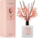 Cocorrna Premium Reed Diffuser Set with Preserved Baby's Breath & Cotton Stick Sandalwood Rose | 6.7oz Scent Fragrance Oil Diffuser for Bedroom Bathroom Home Dcor (Flower/6.7 Ounce/1pack)