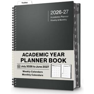 Dunwell 2026-2027 Academic Year Planner 8.5x11, July 2026 to June 2027, Weekly Monthly Agenda with Laminated Tabs, Daily Professional Organizer, Notes (Charcoal Gray)