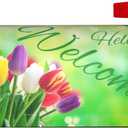 2 x Spring Colourful Tulip Flowers Waterproof Mail Cover Magnetic Mailbox Wraps Bright Flowers Post Letter Box Cover for Garden Home Decor 21x18 in