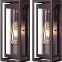 Slypadan 15" Large Oil Rubbed Bronze Outdoor Light Fixture, 2 Pack ORB Outdoor Sconces, Modern Waterproof Wall Lights with Clear Glass Shade for Front Door, Porch, Garage