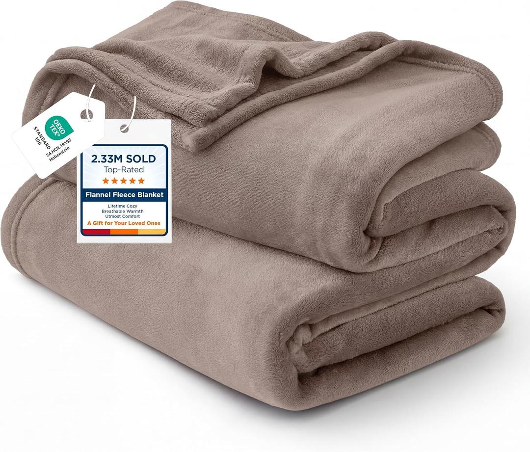 Bedsure GentleSoft Fleece Blankets Twin Size Mocha Brown - 300GSM Lightweight Plush Fuzzy Cozy Soft Blanket for Bed, Sofa, Couch, Travel, Camping, 60x80 inches