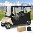 Golf Cart Enclosure, 4 Passenger Drivable Rain Cover for Club Car DS & Precedent, 600D Waterproof Oxford with Extended Roof & 4-Sided PVC Windows, Roll-Up Windshield