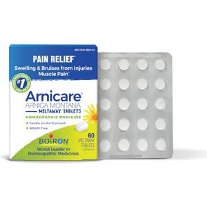 Boiron Arnicare Tablets for Pain Relief from Muscle Pain, Joint Soreness, Swelling from Injury or Bruises - 60 Count