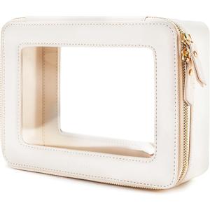 Aveniee Clear Makeup Bag Organizer, Large Travel Toiletry Bag for Women, Waterproof Cosmetic Pouch with Zippers, Car Organizers and Storage Case for Accessories, White