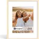 Hongkee 11x14 Picture Frame, Made of Solid Wood with Real Glass, Display Pictures 8x10 with Mat or 11 x 14 without Mat - Wall and Tabletop (Natural, 1 Pack)