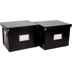 Snap-N-Store File Storage Box & Organizer - 2 Pack - 13.25 x 10.75 x 9.875 Inch Letter Size Portable File Boxes with Lids for Documents - Back To School Supplies for College Students - Black