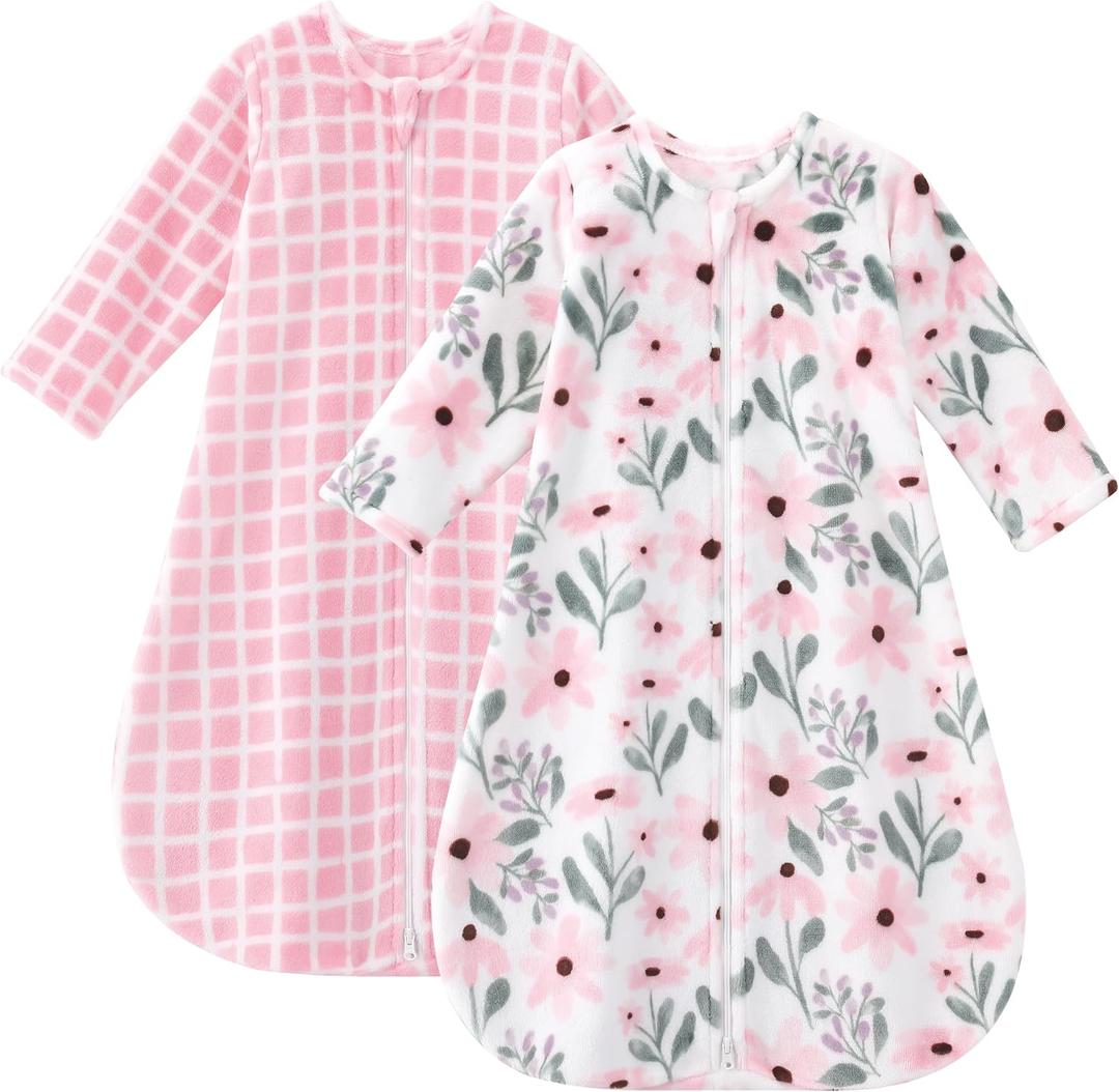 Yoofoss Baby Sleep Sack 6-12 Months, Long Sleeve Sleep Sack 1.5 Tog, Fleece Baby Wearable Blanket with 2-Way Zipper, Soft Warm