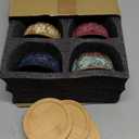 Succulent Pots with Drainage Embossed Dragon Pattern Bottom Bamboo Tray Ceramic Flower Pot 4 PCs Cactus Planter Pots Modern Marble Print Succulent Plant Pots Home Office Desktop Windowsill Dcor