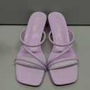 Shoe'N Tale Strappy Heels For Women Low Chunky Block Heel Heeled Sandals Square Open Toe Slip On Slides Mules (Purple), Size 7.5