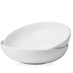 DOWAN 11.5" Large Serving Bowls, 3.2 Qt White Serving Platter, Big Ceramic Centerpiece Bowls, Microwave & Dishwasher Safe, Set of 2