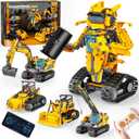 5in1 STEM Robot Building Kits for Kids 6-14, Remote & APP Controlled STEM Excavator/Bulldozer/Crane/Robot Building Toys, 736 Pcs Educational Building Sets for Kids, Erector Sets Gifts for Boys Girls