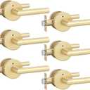 Goldenwarm Gold Door Handles Interior, Privacy Brushed Gold Interior Door Handles, Heavy Duty Zinc Alloy Brushed Brass Door Lever for Bedroom and Bathroom (6 Pack)