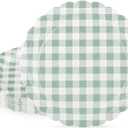 NatNarr 30 Pcs Sage Green Gingham Plates, 7 Inch Scalloped Easter Dessert Cake Party Plates Green and White Gingham Party Supplies Plaid Checkered Plate for Farmer Market, Bridal Baby Shower, Picnic