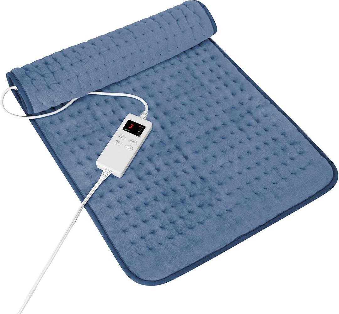 Heating Pad for Gifts Soothing Heat Therapy for Women & Men, Perfect Christmas, Mothers Day, Birthday Gifts for Her, Dad Gifts & White Elephant Gift, Cozy Stocking Stuffer for Women/Mom (12'' x 24'', Blue)