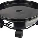 AMKOSKR 1 Pack 17.7" Black Plant Caddy with Easy Moving Caster Wheels and a Water Container Round Movable Planter Dolly Trolley Tray Pallet Outdoor Indoor Tree Flower Stand Planter