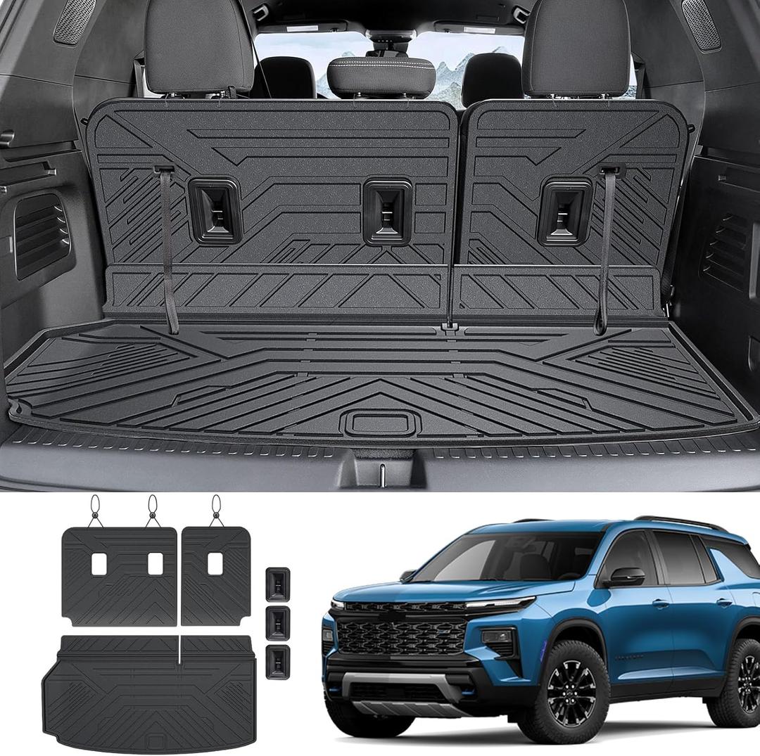 Cargo Mat Backrest Mats for 2024 2025 2026 Chevy Traverse & 2025 2026 Buick Enclave, TPE All Weather Cargo Liner Trunk Mat Car Accessories(24-26 7/8 Seats-3rd Row Backrest Mats&Cargo Mat)