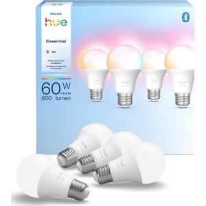 Philips Hue Essential Smart LED A19 Bulb, 4-Pack