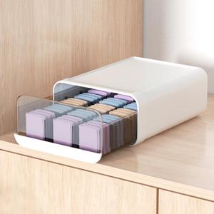 Miaocona Underwear Organizer Drawer, 15 Cells Plastic Sock Underwear Storage Drawer, Stackable Closet Organizers and Storage Box for Bras, Socks, Scarves, Ties, Belt (Queen Size-White, 1 Pcs)