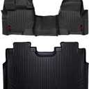 Rough Country All Weather Floor Mats Set for Ford F-150 SuperCrew-Cab (2015-2024) - Custom Fit Rubber F150 Floor Mats, Durable Rubber Truck Mats, Waterproof Truck Floor Mats