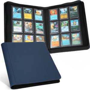 Toploader Binder, Holds 324 Toploaders, 9 Pocket Top Loader Binders with Sleeves for 3 x 4'' Toploaders, Double-Sided Pocket Top Loader Storage Binder, Trading Card Binder - Diamond Blue