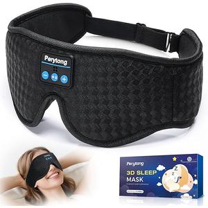 Perytong Sleep Mask with Bluetooth 5.4 Headphones, Wireless Sleep Eye Mask for Side Sleepers, 3D Contoured Comfort & Builtin HD Stereo Earphones, Noise Canceling & Blackout for Travel (Carbon Black)