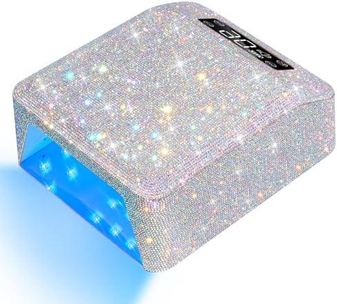 CHRISTINE SHELLY UV Nail Lamp, Rechargeable LED Nail Lamp Sparkly Gel Polish Light 4 Timer Setting Professional Quick Dry Curing Lamp with Display Auto Sensor for Salon & Home
