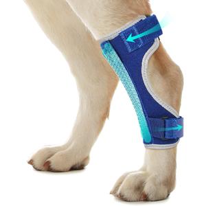 Dog Leg Braces for Back & Front Legs- Dog Hock & Ankle Joint Brace for Weak Back Legs with 2 Metal Strips, Reflective Trim for Sprain, Injury, Arthritis, Wound Recovery,Blue,S