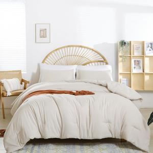 weigelia Beige Comforter Set Twin Boho Cream Twin Comforter with 1 Pillowcases - Soft Lightweight Cozy Bedding Set for All Season - Beige Comforter Twin Size for Women Teens Kids