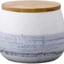 Food Storage Jar White Ceramic Food storage canister with Airtight Wooden Lid for serving Coffee, Tea, Sugar, Spice and More (700ml)