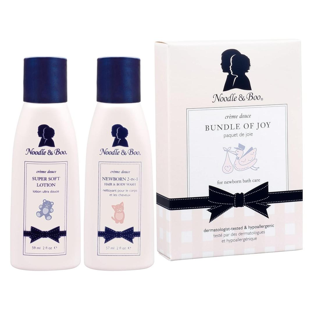 Noodle & Boo Bundle of Joy Newborn Baby Gift Set ; Newborn 2-in-1 Hair & Body Wash, Super Soft Baby Lotion (2 Fl Oz (Pack of 2))