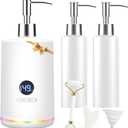 Oil Warmer for Massage, Yofuly Heated Body Lotion Dispenser Device with Gua Sha Roller Set, Electric Massage Oil Gel Bottles Heater with Ambient Lighting, White