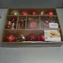 SHareconn 80pcs Christmas Balls Ornaments Set, Contemporary Light Luxury Gift Set, Shatterproof Plastic Decor for Xmas Tree Holiday Wedding Party Decorations with Hanging Strings,Red and Gold