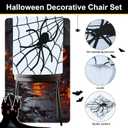 Halloween Chair Covers, Skeleton and Spider Design Chair Back Decor for Party, Halloween Home Decorations, Set of 4