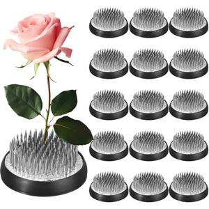 Sliner 5 Pieces Floral Frogs Round Flower Holder Japanese Ikebana Vase Kenzan Flower Arranger Floral Fixed Tools Pin for Arrangement Home DIY Craft(Silver,1.57 Inch)