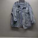 LifeShe Women's long oversized denim jacket boyfriend ripped distressed jean jackets coat (Large, Light Blue)