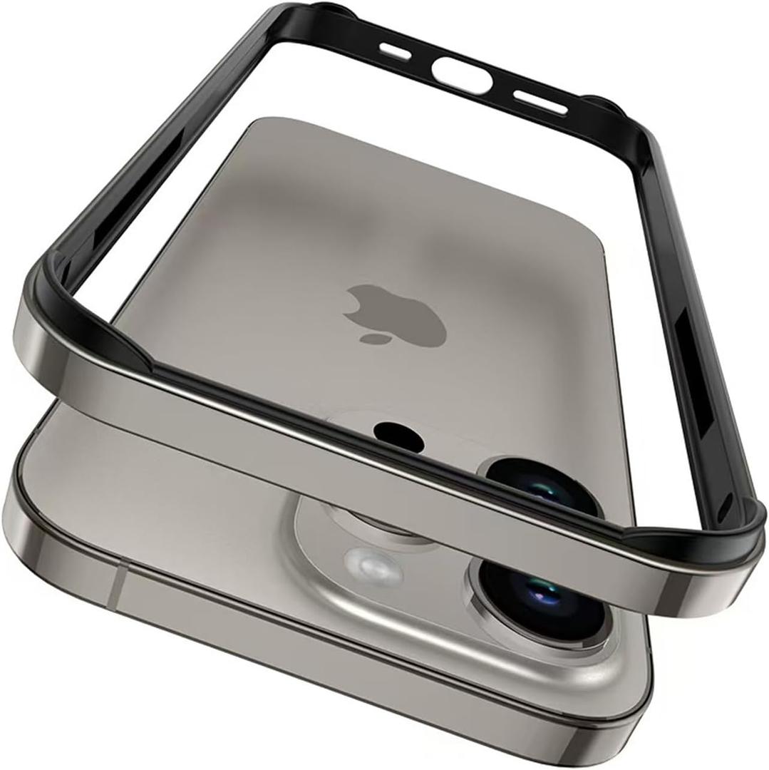 New Aluminum Frame Metal Bumper Frame Slim Hard Case Cover for iPhone16Pro, Metal Frame with Soft Inner Bumper, Raised Edge Protection (Gray Titanium, for iPhone16 Pro)