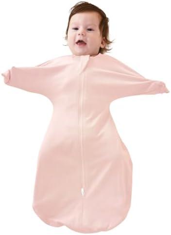 ZIGJOY Baby Transitional Swaddles for Newborns: 0.5 Tog Arms Up Sleep Sack 3-6-12 Months Soft Cotton Shark Fin 2 Way Zipper, M