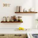 Dreamland 30Inch Floating Shelves for Wall, Rustic Wooden Floating Shelves for Bathroom|Bedroom|Kitchen, 2 Pack Deep Wall Mounted Book Shelf, Wood Storage Display Shelf for Home Decor, Brown