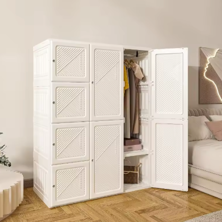 ANTBOX Portable Wardrobe Closet Storage Organizer for Clothes,Transparent Door Panels,Suitable for Living Room, Bedroom,Plastic Wardrobe with Magnetic Door and Easy Assembly 12 Cubes