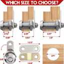 MKING 4 Pack 90Cam Lock,1-1/8" Tool Box Locks with Keys,Cabinet,Mailbox Lock for RV Storage Lock Keyed Alike Toolbox Replacement Set