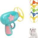 Andiker Cat Fetch Toy, Interactive Kitten Flying Disc Launcher Toy with 5 Colorful Flying Propellers for Cat Enrichment, Flying Saucer Toy for Cats for Training and Chasing (Blue)