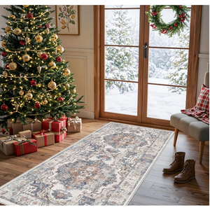 Hallway Washable Runner Rug - 2x6 Kitchen Rugs Entryway Rug Runner Vintage Soft Floor Mat Non Slip Indoor Farmhouse Carpet for Bathroom Living Room Bedroom (2 X 6, Brick)